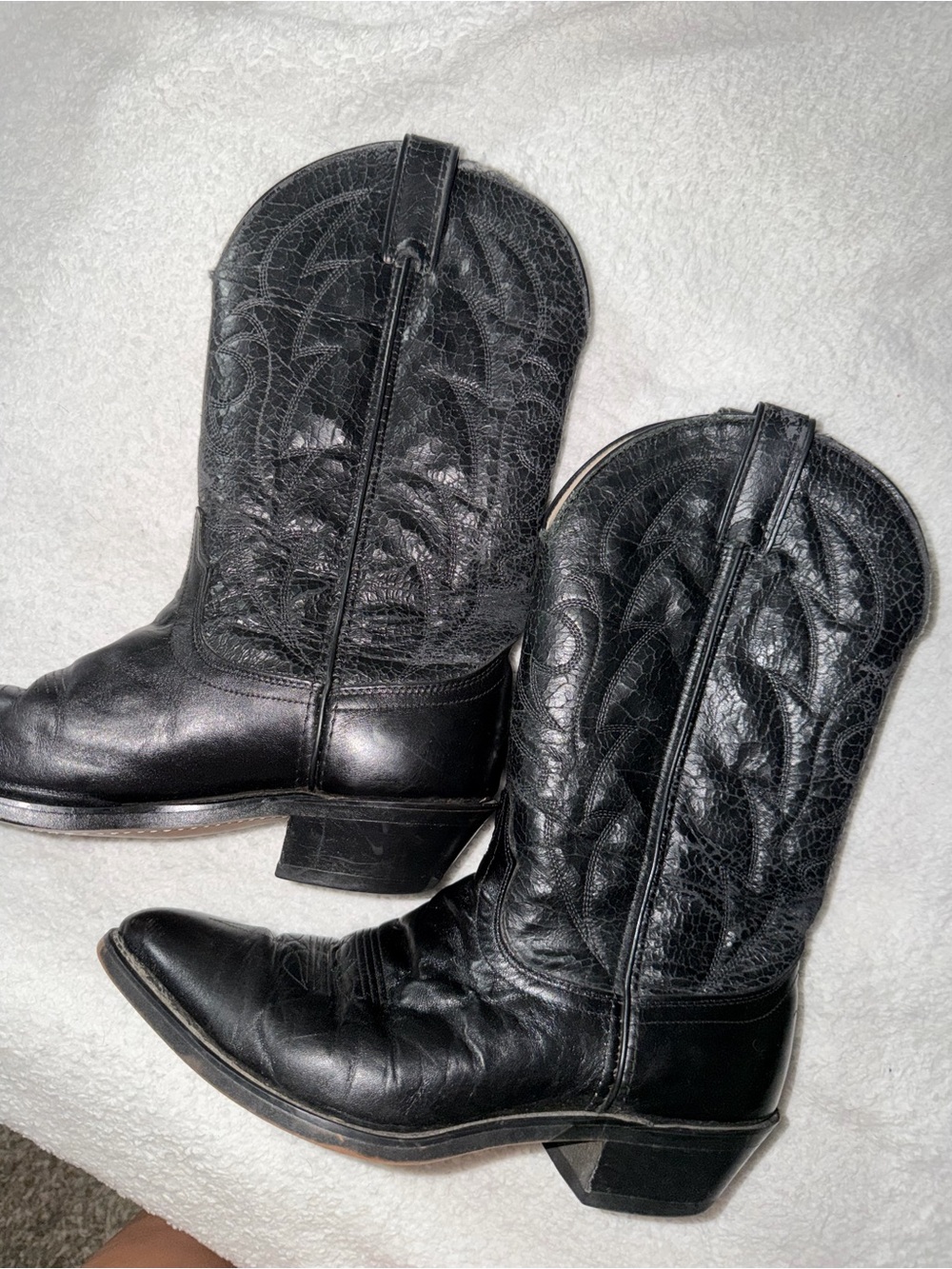 Laredo Black Embossed Leather Western Boots